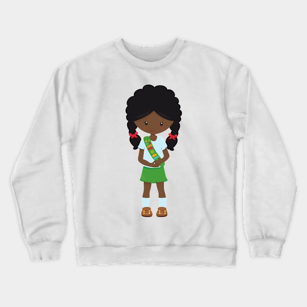 Girl Scout, African American Girl, Cute Girl Crewneck Sweatshirt by Jelena Dunčević